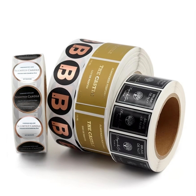 Custom Varnish Label Glossy Round Logo Adhesive Stickers Raised Gold Foil Die Cut Vinyl Waterproof PVC Labels Printing