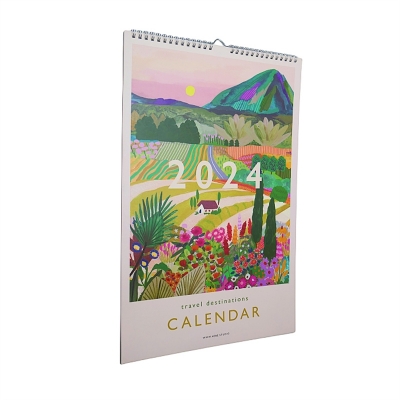2026 Custom Logo Wire Binding Desk Calendar Monthly Wall Calendar Printing with Hanging Rope